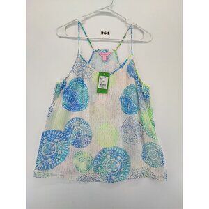 Lilly Pulitzer Women's White Silk Dusk Tank Top Size L